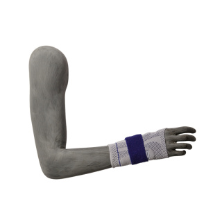 Orthopädischer Arm eines Herren zur Darstellung für Bandagen oder Schienen, raw finish grau