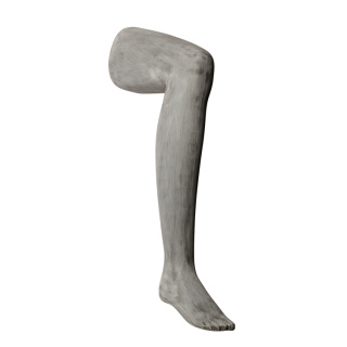 Orthopädisches Bein eines Herren zur Darstellung von Bandagen oder Schienen, raw finish grau