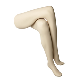 Orthopädische Beine einer Frau zur Darstellung von Bandagen oder Schienen, Farbe ivory