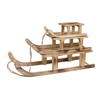 Wooden sleigh 3 parts/set - Material:  - Color: natural-coloured - Size: 42x155x95cm+31x12x75cm X 20x85x6cm