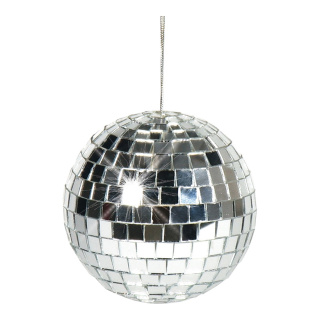 Mirror ball styrofoam with glass discs     Size: 100g, Ø 10cm    Color: silver
