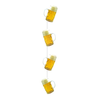 Beer mug garland 4-fold - Material: paper mugs 20x14cm - Color: yellow/white - Size:  X 110cm