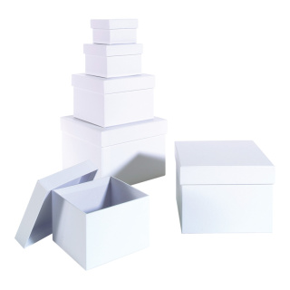Geschenkkartons, quadratisch 6 Stk./Satz     Groesse:18x18x13cm – 8x8x5,5cm    Farbe:mattweiß