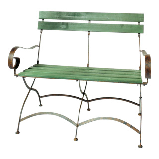 Sitzbank, Holz/Metall, Vintage, 106x53x91cm,  dunkelgrün #