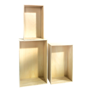 Wooden presenters set with 3 pieces, rectangular, max. 57x35x20 cm     Size:     Color: natural-coloured
