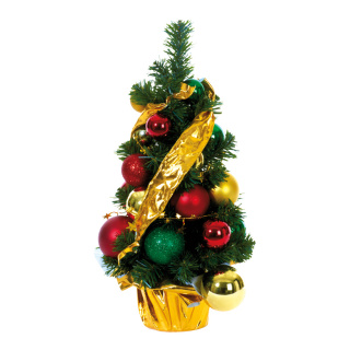 Sapin de Noel  pvc décorée avec boules Color: vert/rouge Size: Ø 22cm X 45cm