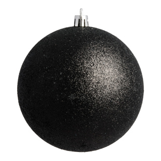 Boule de Noel noir mat 6pcs./sachet plastique avec glitter Color: noir Size: Ø 8cm