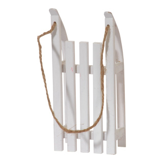 Traîneau mini  bois avec corde Color: blanc Size: 20x9x5cm