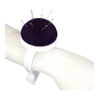 Coussin pique-aiguilles  avec agrafe Color: violet/blanc Size: Ø 6cm