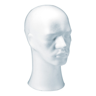 Male head »Phil« styrofoam     Size: 32x15cm    Color: white