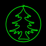 Neon light circle with a Christmas tree Color: green...