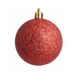 Weihnachtskugel-Kunststoff  Größe:Ø 8cm,6 St./Blister  Farbe: rot glitter