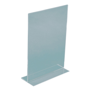 T-Aufsteller Hochformat, Plexiglas Abmessung: A6, 15,5x10,5x4,5cm Farbe: klar #