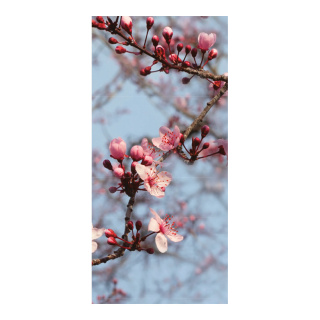 Banner "Cherry blossoms branch" fabric - Material:  - Color: blue/pink - Size: 180x90cm
