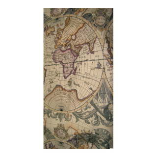 Banner "World Map" fabric - Material:  - Color: beige - Size: 180x90cm