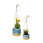Pot de fleurs céramique/corde  Color: bleu/nature,...