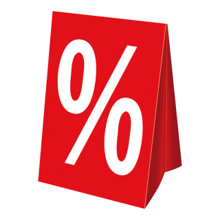 Chevalet "%" carton imprimé des 2 côtés Color: rouge/blanc Size: 297x42 cm (BxH)