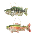 Fische, Holz, Größe: 32 cm Farbe: grün/rot   #