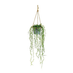 Hanging plant fabric, in metal pot     Size: 80 cm, Ø 12 cm    Color: green