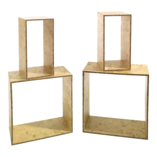 Shelf set OSB wood     Size: 40x40x20cm/37,5cmx37,5x20cm/ 2x 35x17,5x20cm    Color: natural