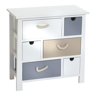 Sideboard wood - Material: 6 drawers - Color: white/beige/blue - Size: 56x56x26 cm (H/B/T)