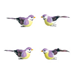 Birds foam/feathers, 4 pcs./set 9,5x3,5 x4,5 cm Color: lilac