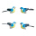 Oiseaux mousse/plumes, 4 pcs./set     Taille: 9,5x3,5 x4,5 cm    Color: turquoise
