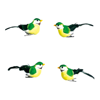 Vögel Schaum/Federn, 4 Stk./Satz     Groesse: 9,5x3,5 x4,5 cm - Farbe: grün #
