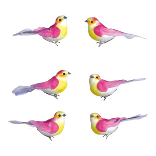 Vögel Schaum/Federn, 6 Stk./Satz     Groesse: 12x4,5x5 cm - Farbe: pink #