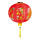 Lanterne avec carpes+écriture chinoise, soie artificielle     Taille: Ø 60cm    Color: rouge/or