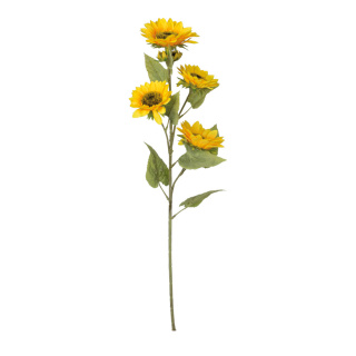 Sonnenblume 5-fach, Kunstseide Abmessung: Blüte in Ø15cm, 3 xØ13cm, 1xØ7cm, 115cm Farbe: gelb