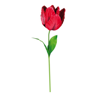 Tulipe en plastique/soie synthétique, avec tige     Taille: 130cm, fleur : Ø 20cm    Color: rouge foncé