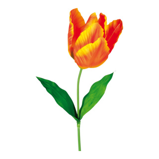 Tulipe sur tige en plastique/soie synthétique     Taille: 130cm, fleur : Ø 20cm    Color: orange
