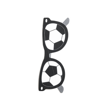 Brille mit Fußballdruck aus Papier, schwer entflammbar     Groesse: 40x15cm    Farbe: schwarz/weiß     #