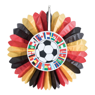 Rosette »WM 2018« Deutschland, 2-seitig bedruckt, aus Papier, schwer entflammbar Größe:60cm Farbe:mehrfarbig #   Info: SCHWER ENTFLAMMBAR