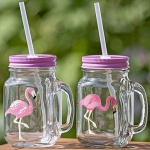 Partyglas, Lumi, H 14cm, mit Flamingo, glasklar