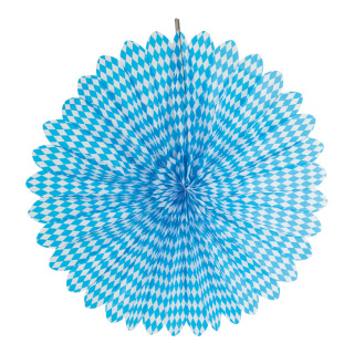 Dekofächer »Raute« aus Papier     Groesse:120cm    Farbe:weiß/blau     #