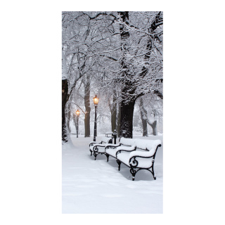 Banner "Park in Winter" fabric - Material:  - Color: white/brown - Size: 180x90cm