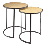 Tables en bois rond set de 2 Color: nature Size:...