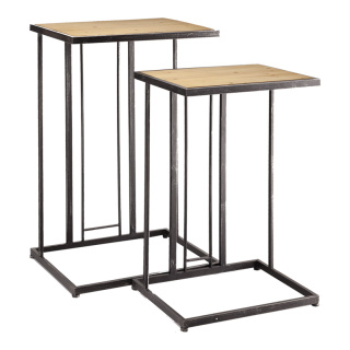 Tables en bois set de 2 carré  Color: nature Size: 35x45x70cm X 40x30x60cm