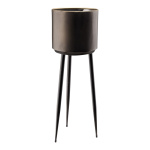 Metal pot three-legged, standing 88cm Color: black/bronze