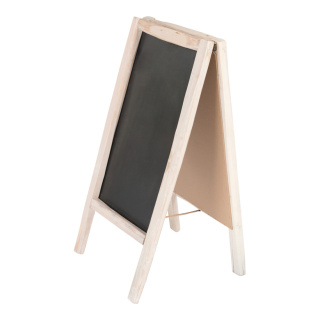 Advertising board, foldable double-sided, with wooden frame     Size: 100x50cm    Color: black/natural-coloured