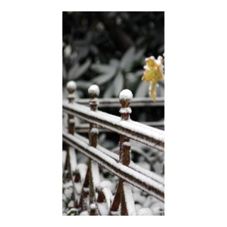 Banner "Metal fence with snow" paper - Material:  - Color: black/white - Size: 180x90cm