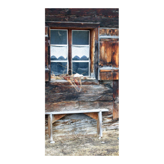 Banner "Alpine cabin window" paper - Material:  - Color: brown - Size: 180x90cm