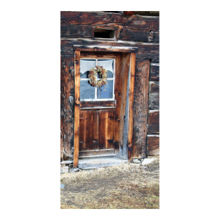 Banner "Alpine cabin door" paper - Material:  - Color: brown - Size: 180x90cm
