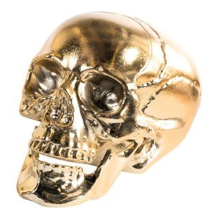 Totenkopf, aus Kunststoff, glänzend, Größe:16cm,  Farbe: gold