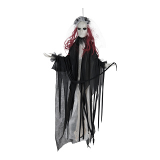 Scary bride with hanger and light effects - Material:  - Color: black/white - Size: 90cm