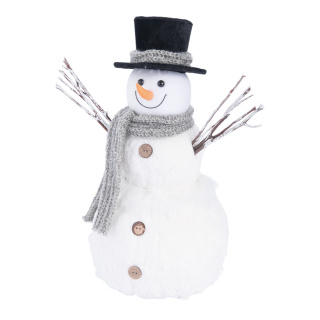 Snowman with scarf & hat - Material:  - Color: white/black - Size: 40cm