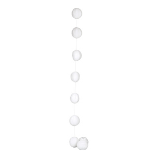 Schneeballkette 9-fach, Vlies, mit Glitter     Groesse:Ø 9cm, 200cm    Farbe:weiß/perlmutt