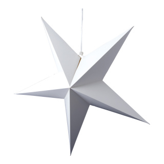Étoile pliante 5 pointes en carton avec suspension  Color: blanc Size: Ø 60cm